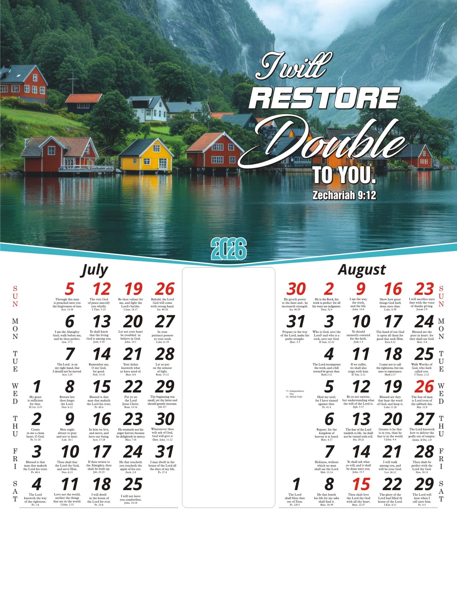 Scenery calendar